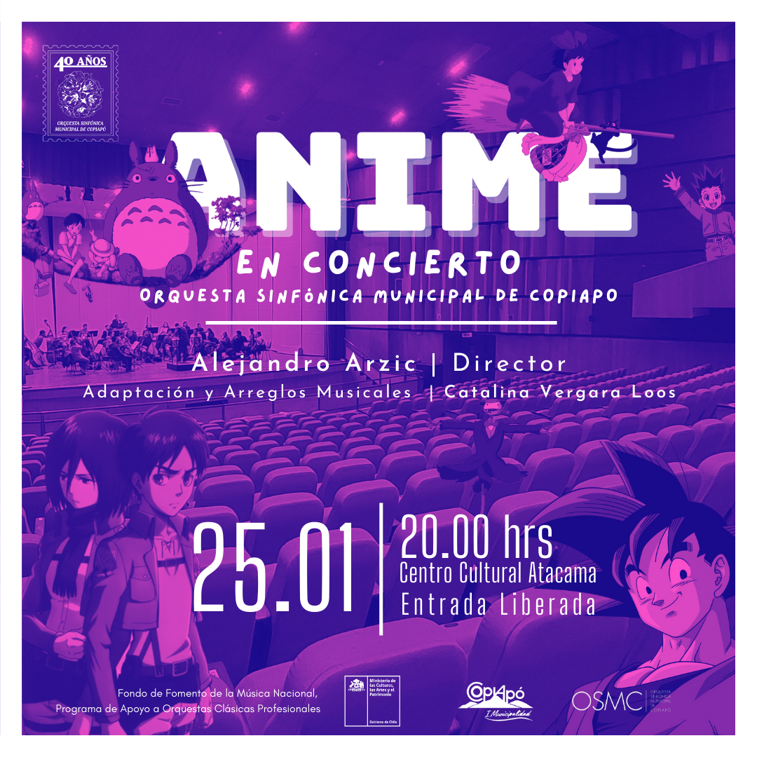Orquesta Sinfónica Municipal de Copiapó presentará grandes clásicos del anime